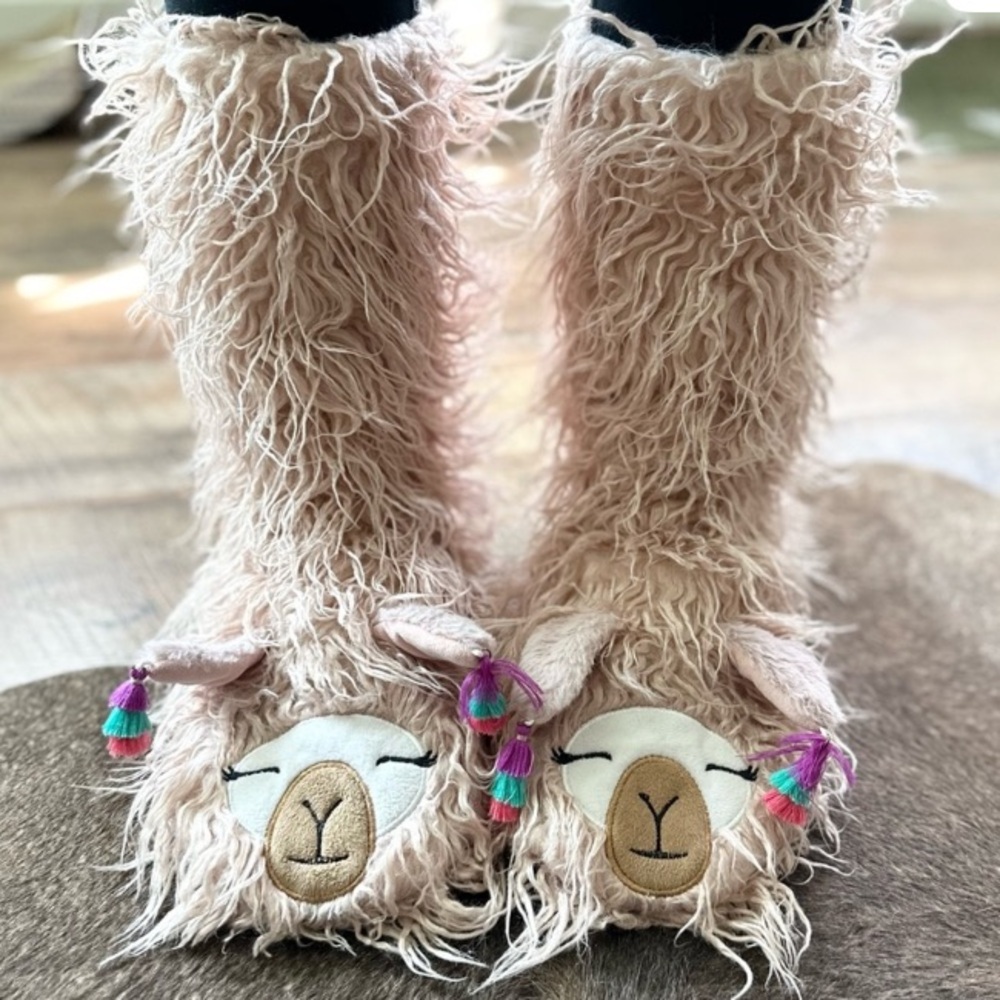 Llama Llama Pink Plush Slipper Socks